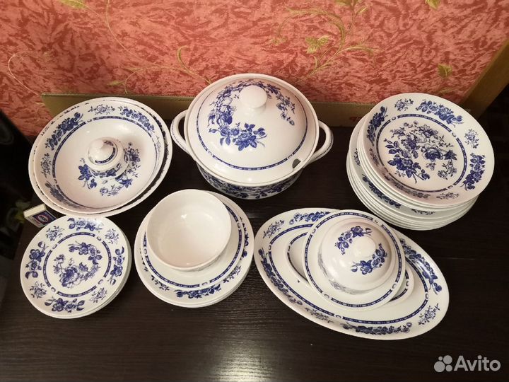 Столовый сервиз цветы под гжель Henriette Bohemia