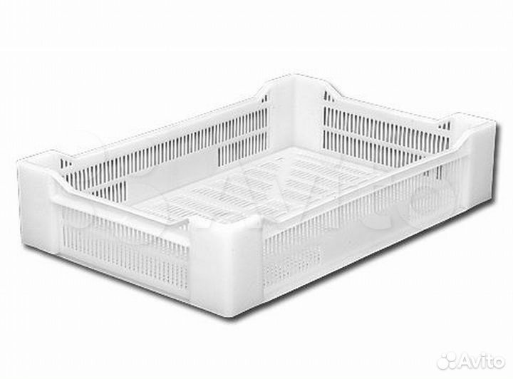 Ящик ягодный 600х400х135 мм перфорированный Белый