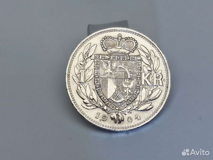 1 krone крона 1904 года Лихтенштейн Серебро