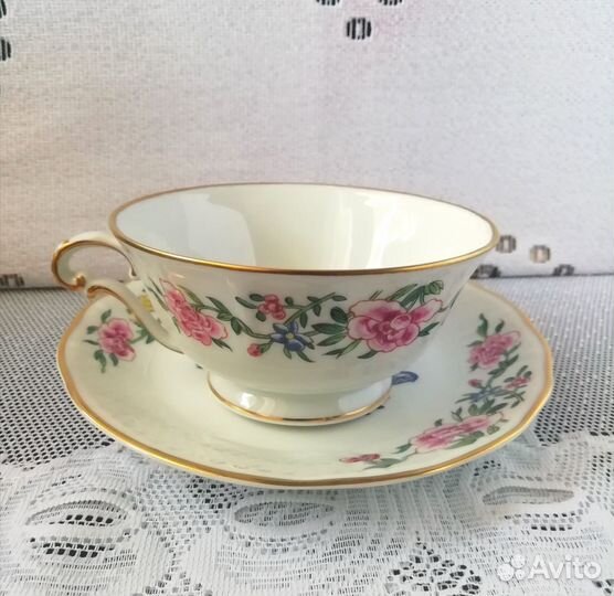 Чайная пара костяной фарфор Франция Лимож