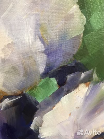 Картина ирисы маслом на холсте