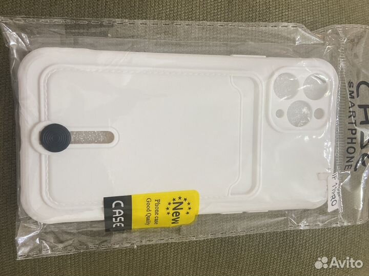 Чехол на iPhone 11 pro белый/черный с карманом