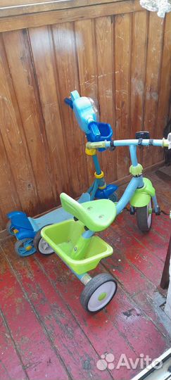 Детский трёхколёсный велосипед и самокат