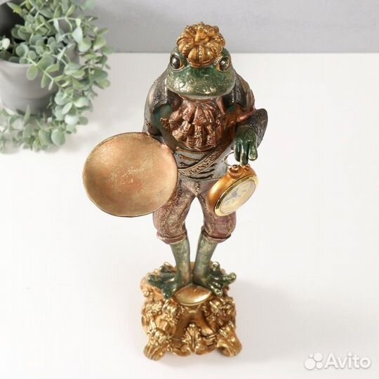 Подсвечник полистоун с часами 'Лягуха в короне' 17