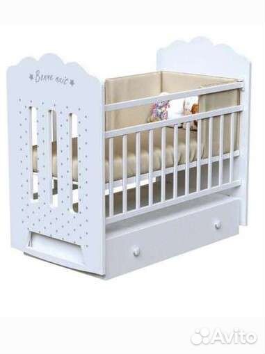 Детская кроватка с маятником и ящиком новая