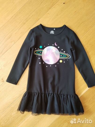 Платье на девочку 122 см праздничное кошка, космос