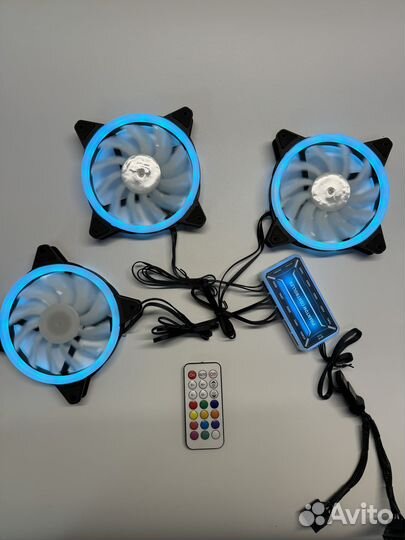 Вентилятор с argb подсветкой для пк, 3шт + контрол