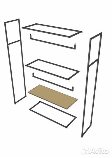 Стеллаж для одежды в стиле Лофт aс22120-04-Ч со ст