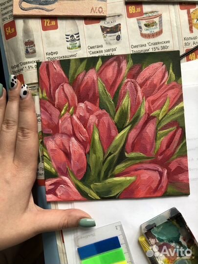 Картина маслом на холсте «Тюльпаны»