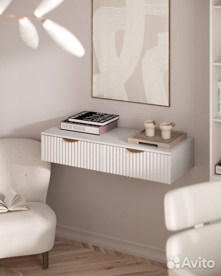 Консоль подвесная фасад рифленый белый