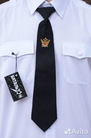 Галстук тёмно-синий фсин с вышивкой