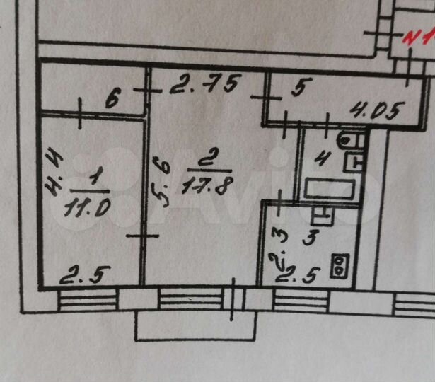 2-к. квартира, 45,4 м², 3/4 эт.