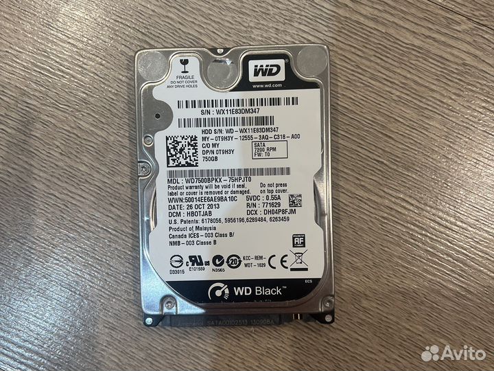 Жёсткий диск WD Black SATA 3 750gb 7200rpm