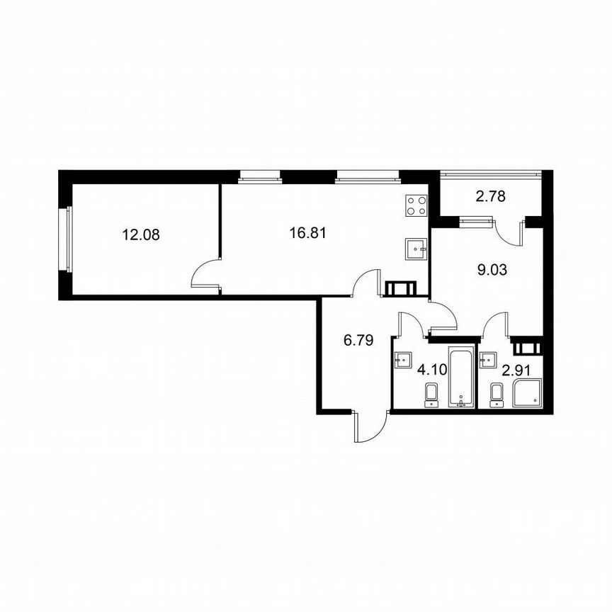 2-к. квартира, 53,1 м², 3/9 эт.