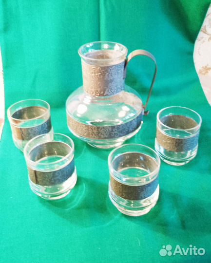 Набор кувшин и стаканы стекло металл