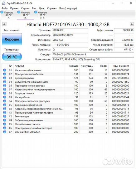 Жесткий диск Hitachi 1 тб
