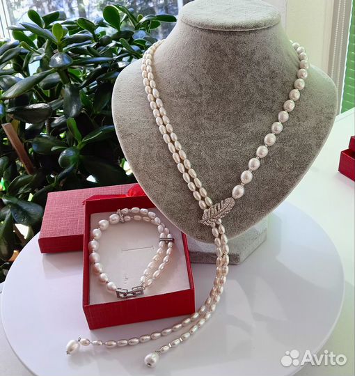 Колье из натурального жемчуга