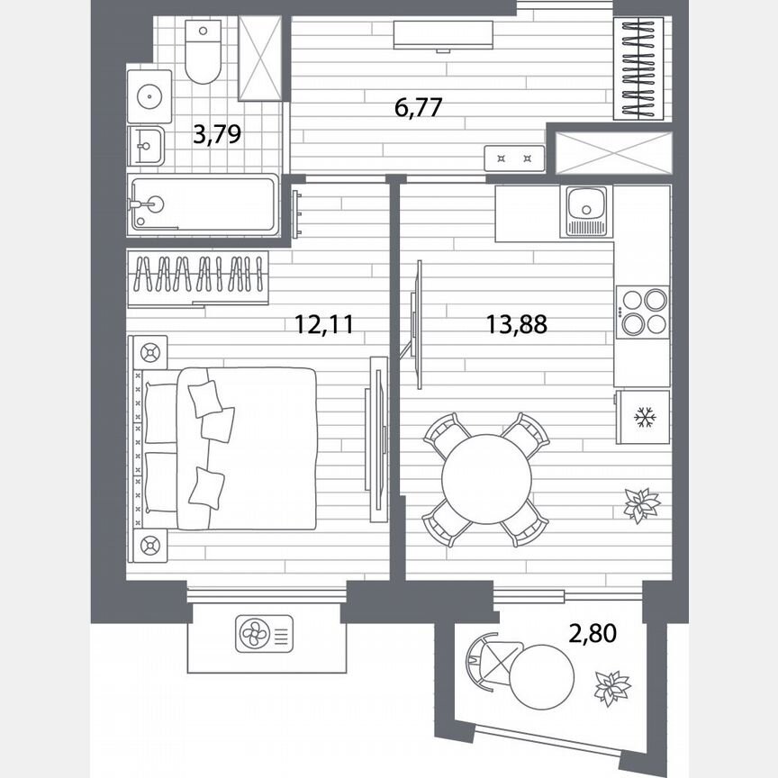 1-к. квартира, 37,4 м², 13/13 эт.
