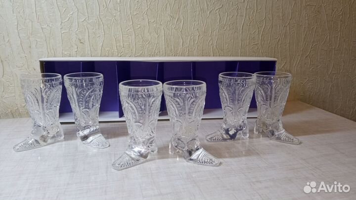 Хрустальные стопки сапожки СССР в коробке