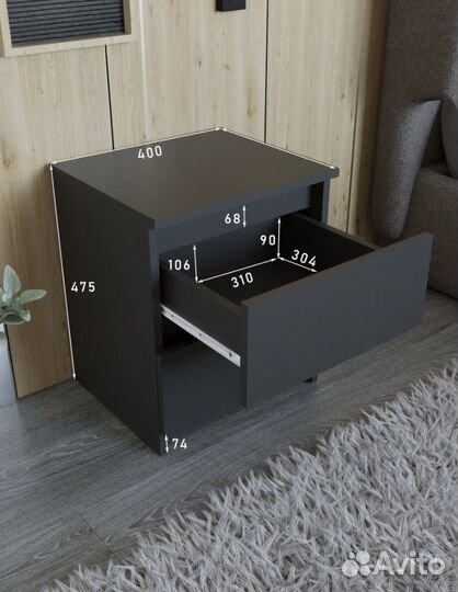 Новый прикроватные тумбы. Цвет: графит