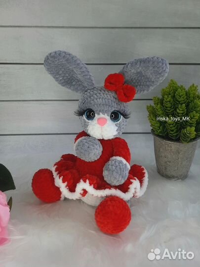 Мягкая вязаная игрушка зайка зайчик заяц амигуруми