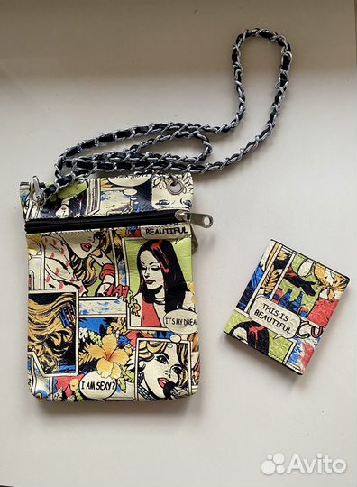 Сумка молодёжная с кошельком. Натуральная кожа