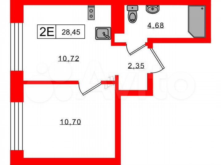 1-к. апартаменты, 28,5 м², 5/8 эт.