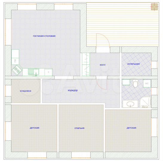 Коттедж 114 м² на участке 12 сот.