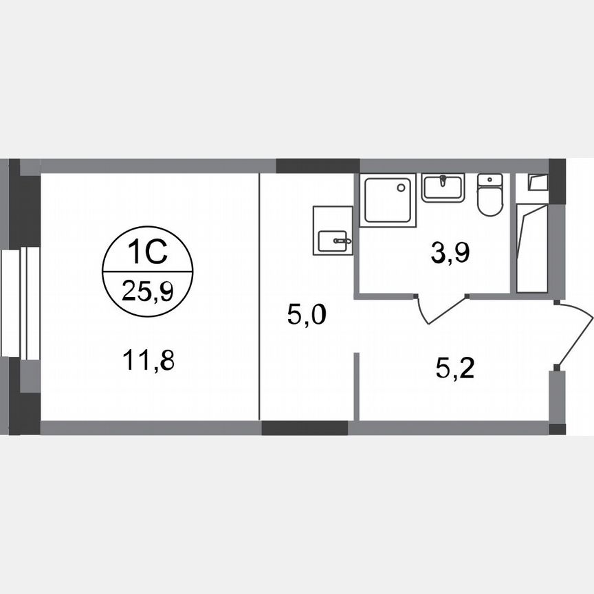 Квартира-студия, 25,9 м², 11/20 эт.