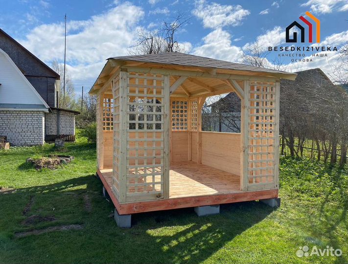 Беседка из сосны. Доставка