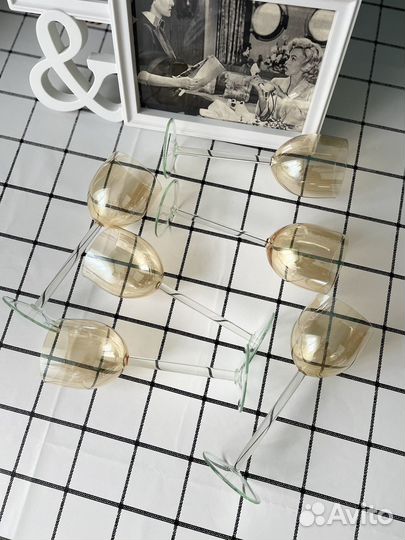 Калининские желтые бокалы фужеры стекло