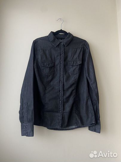 Джинсовая черная рубашка 44