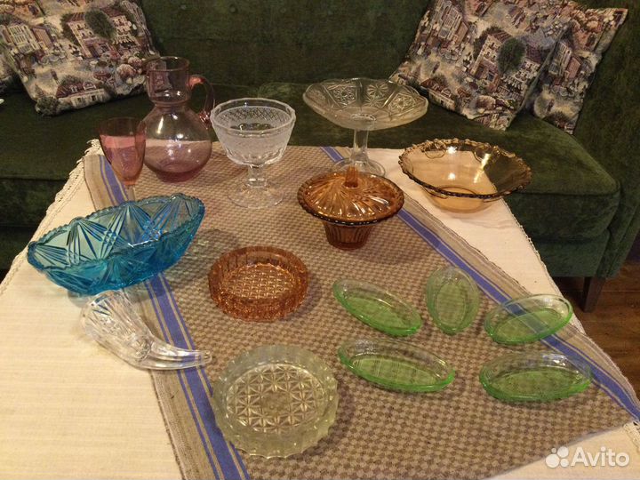 Посуда из цветного стекла СССР