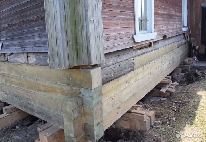 Замена венцов, лаг, подъем дома Ремонт пола