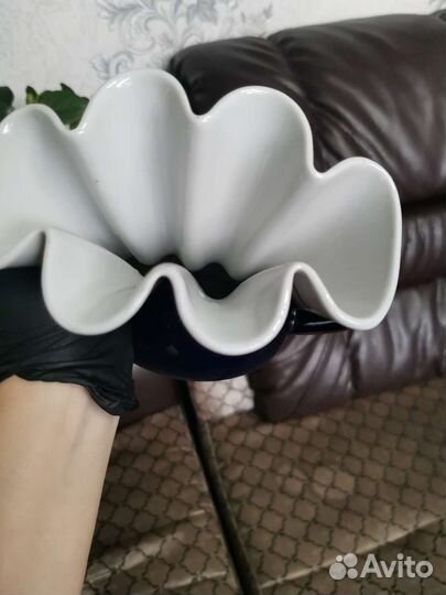 Редкая веерная ваза кобальт фарфор лфз