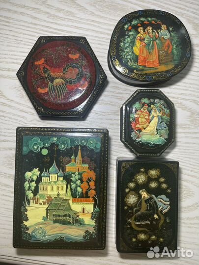 Шкатулки, лаковая миниатюра, Холуй, Федоскино