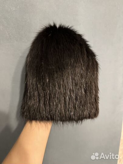 Шапка вязаная меховая из ондатры