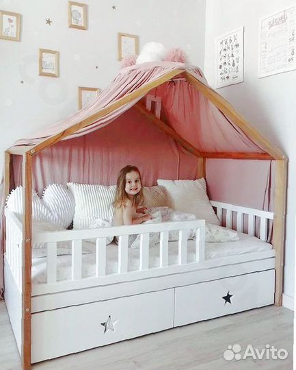 Детская Кровать из бука с ящиками