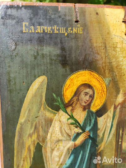 Старинная икона Благовещение пр Богородицы 19 век