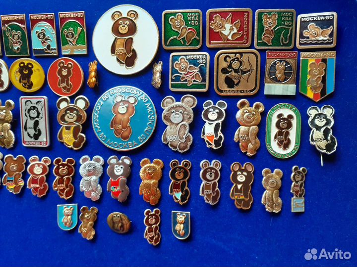 Набор значков Мишка Олимпийский. 50 знаков