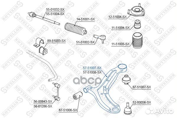 Рычаг нижний левый Hyundai Accent 99 5751007SX