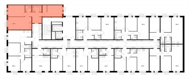 2-к. квартира, 69,5 м², 9/15 эт.
