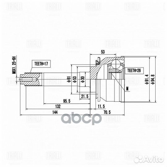ШРУС opel frontera 91- наруж. GO2113 Trialli