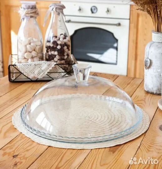 Тортовница стеклянная с крышкой