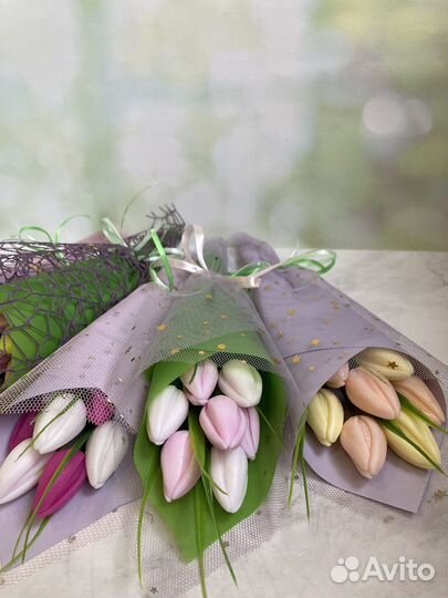 Букеты тюльпанов из мыла ручной работы