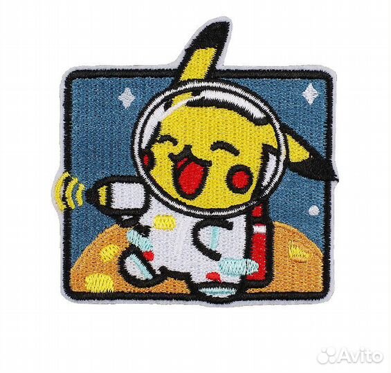 Нашивка на одежду космический пикачу термонашивка