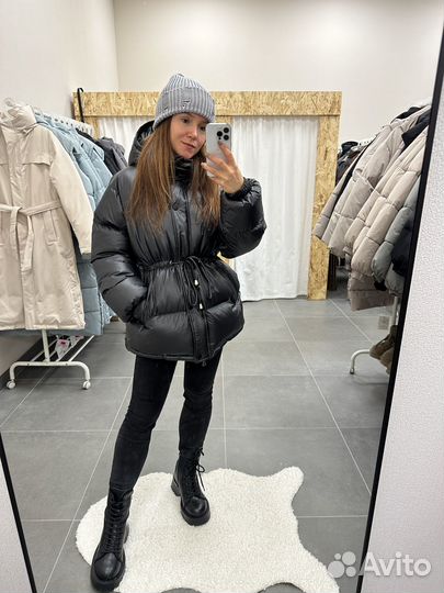 Куртка зима Корея с кулиской с блеском женская