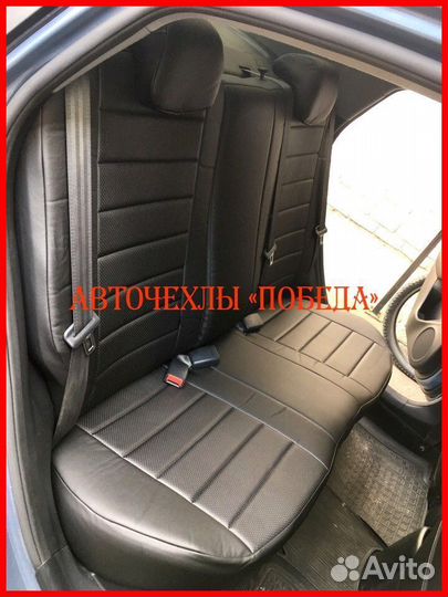 Чехлы Kia Rio 3 седан из экокожи чёрные Классика