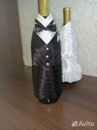 Украшения на бутылки свадебные