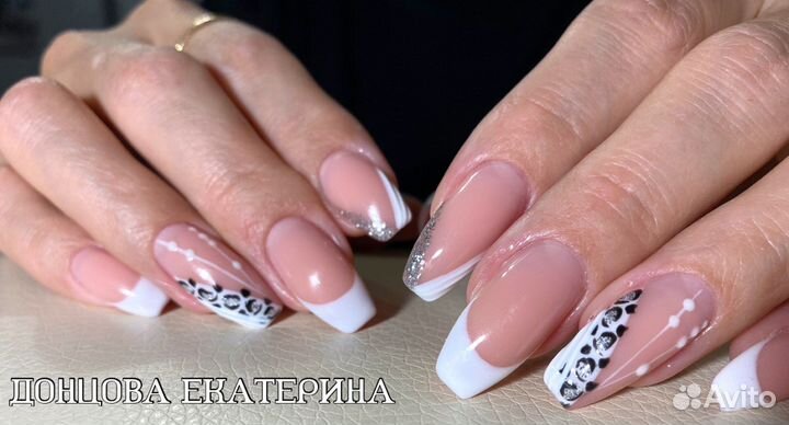 Наращивание ногтей гелем на формах, гель лак